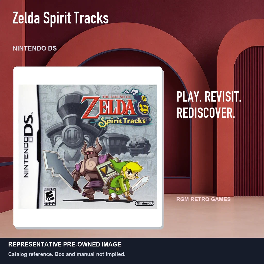 Representative pre-owned Zelda Spirit Tracks (Nintendo DS), red retro product layout.