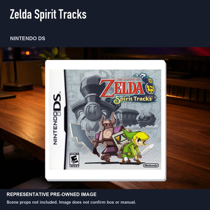 Representative pre-owned Zelda Spirit Tracks (Nintendo DS), product image in a styled desk scene.