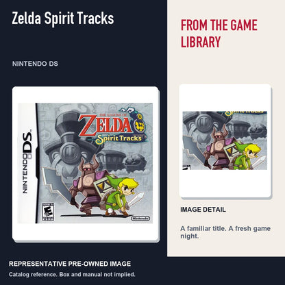 Representative pre-owned Zelda Spirit Tracks (Nintendo DS), editorial image and detail.