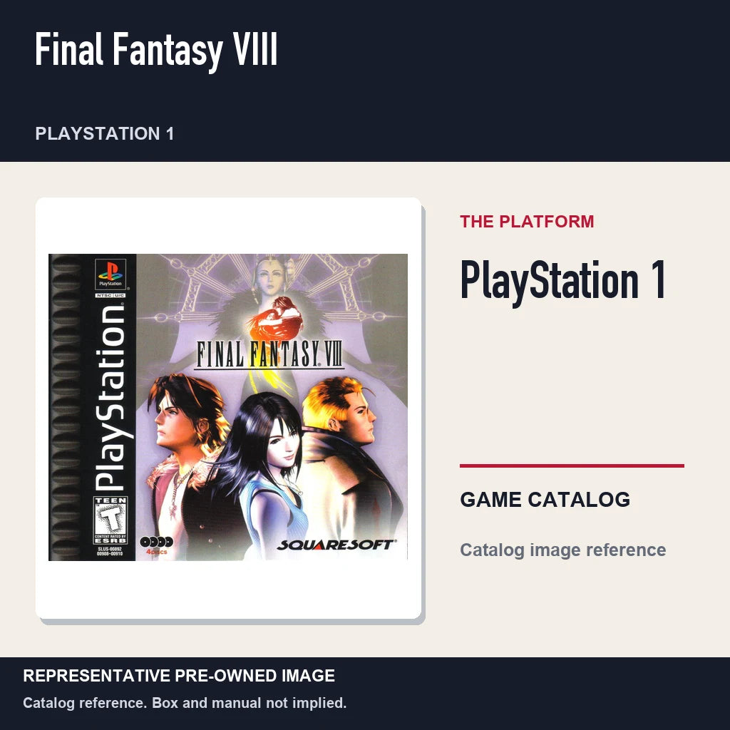 Representative pre-owned Final Fantasy VIII (PlayStation 1), platform product layout.