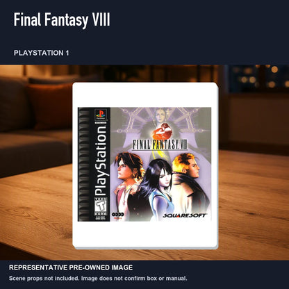 Representative pre-owned Final Fantasy VIII (PlayStation 1), product image in a styled room scene.