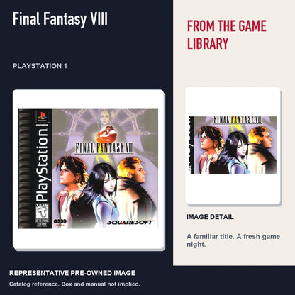 Representative pre-owned Final Fantasy VIII (PlayStation 1), editorial image and detail.
