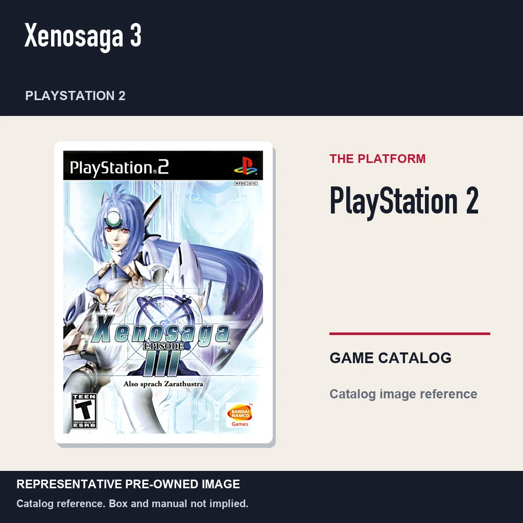 Representative pre-owned Xenosaga 3 (PlayStation 2), platform product layout.