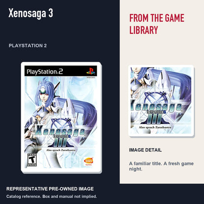 Representative pre-owned Xenosaga 3 (PlayStation 2), editorial image and detail.