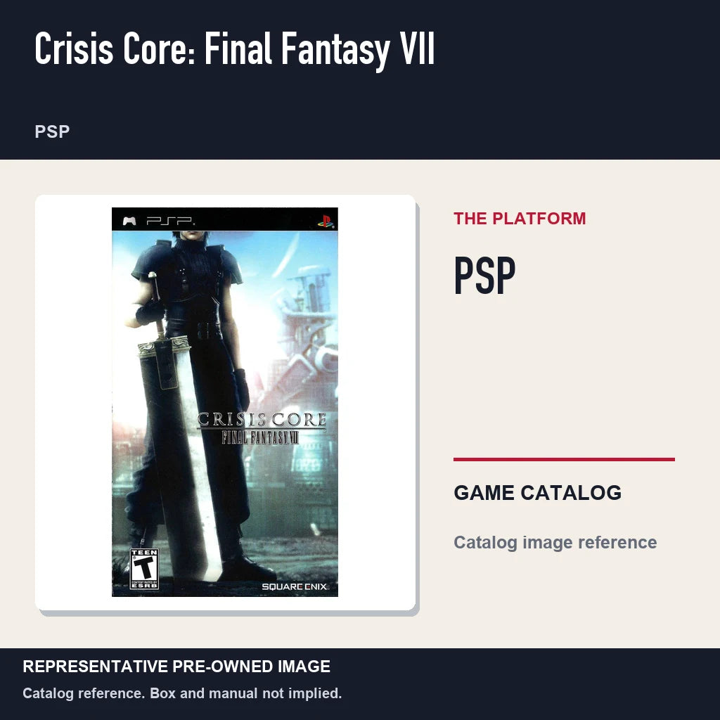 Representative pre-owned Crisis Core: Final Fantasy VII (PSP), platform product layout.