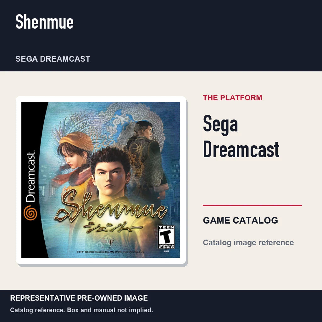 Representative pre-owned Shenmue (Sega Dreamcast), platform product layout.