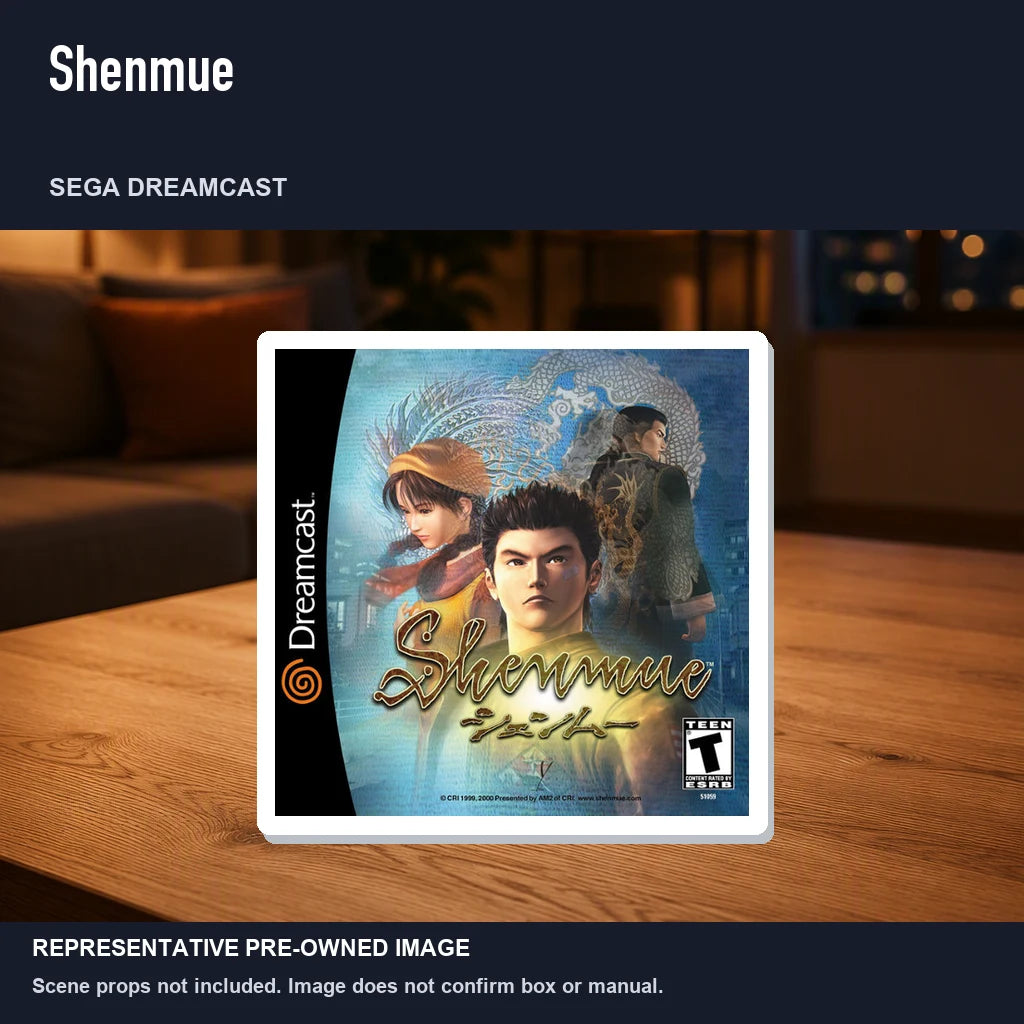 Representative pre-owned Shenmue (Sega Dreamcast), product image in a styled room scene.
