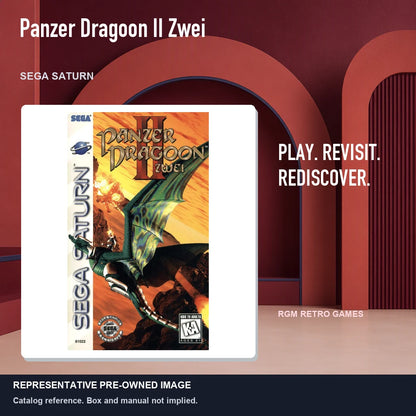 Representative pre-owned Panzer Dragoon II Zwei (Sega Saturn), red retro product layout.