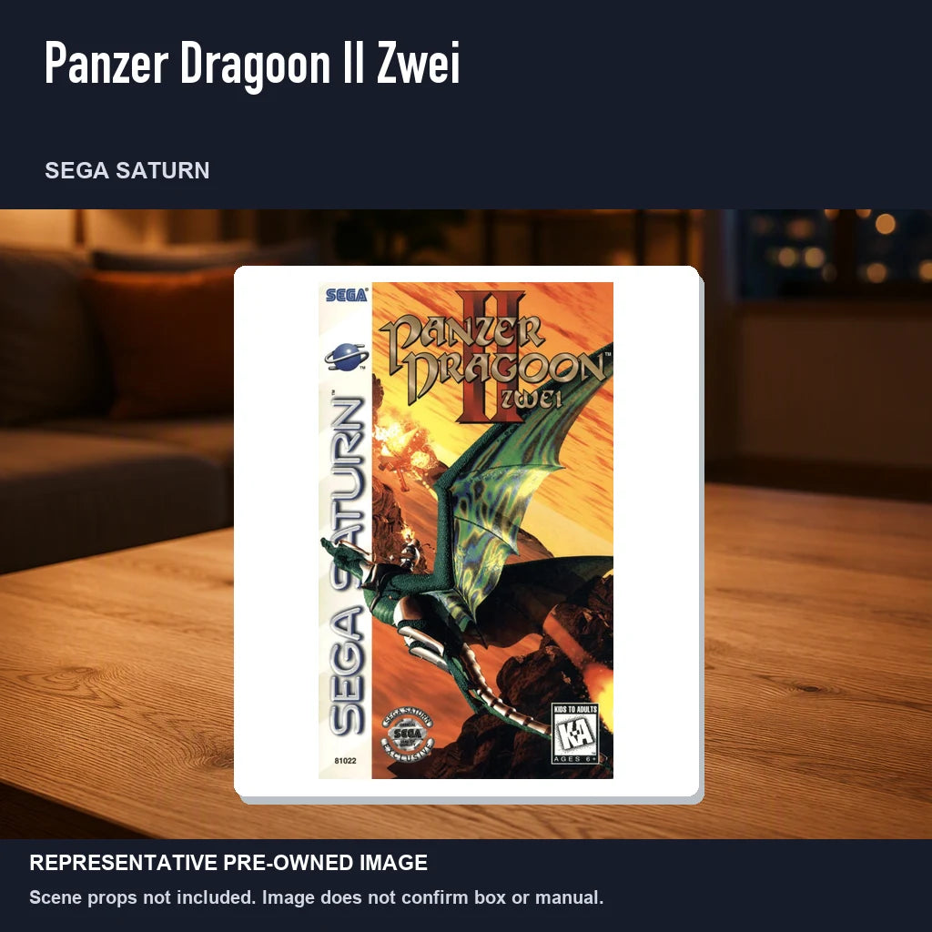 Representative pre-owned Panzer Dragoon II Zwei (Sega Saturn), product image in a styled room scene.