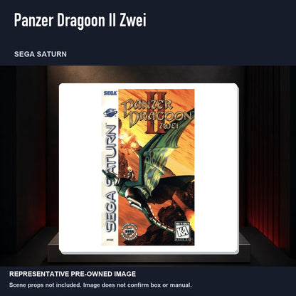 Representative pre-owned Panzer Dragoon II Zwei (Sega Saturn), product image on a display panel.
