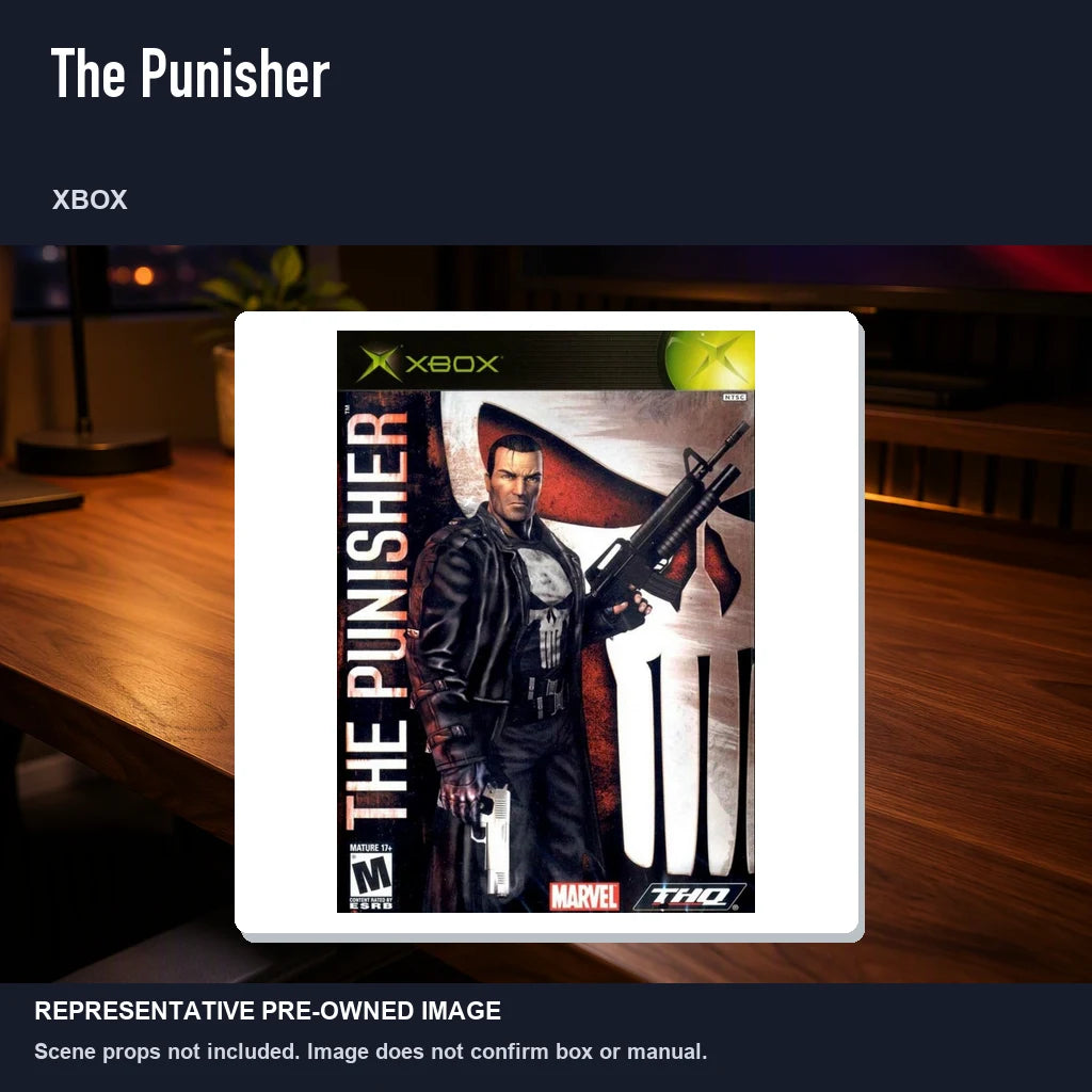 Representative pre-owned The Punisher (Xbox), product image in a styled desk scene.