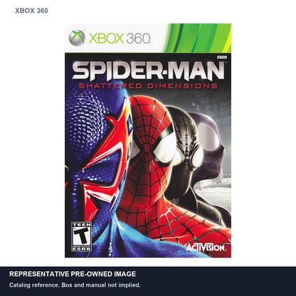 Representative pre-owned Spiderman: Shattered Dimensions (Xbox 360), white product reference.