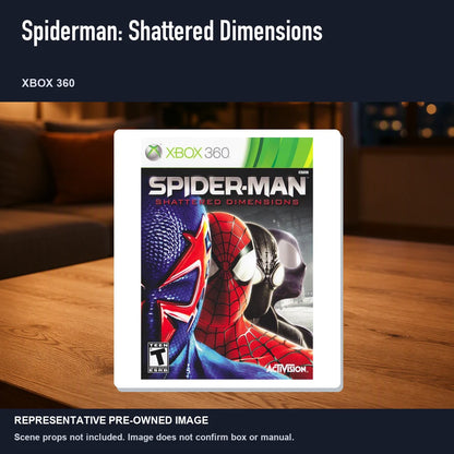 Representative pre-owned Spiderman: Shattered Dimensions (Xbox 360), product image in a styled room scene.