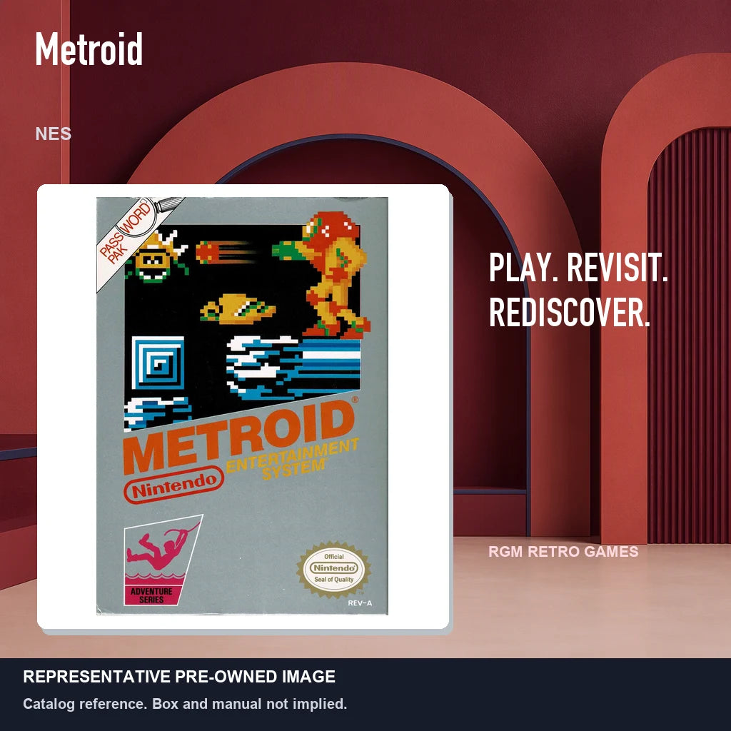 Representative pre-owned Metroid (NES), red retro product layout.