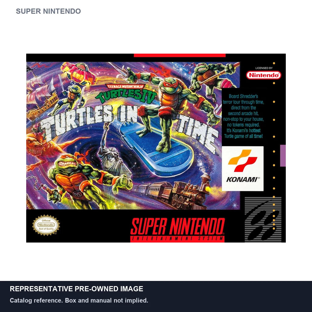 Representative pre-owned Teenage Mutant Ninja Turtles IV Turtles in Time (Super Nintendo), white product reference.
