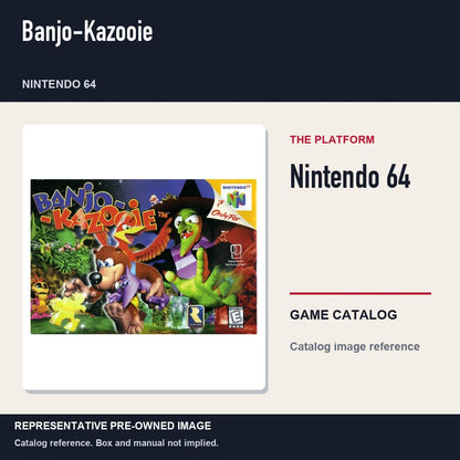 Representative pre-owned Banjo-Kazooie (Nintendo 64), platform product layout.