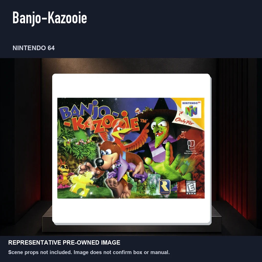 Representative pre-owned Banjo-Kazooie (Nintendo 64), product image on a display panel.