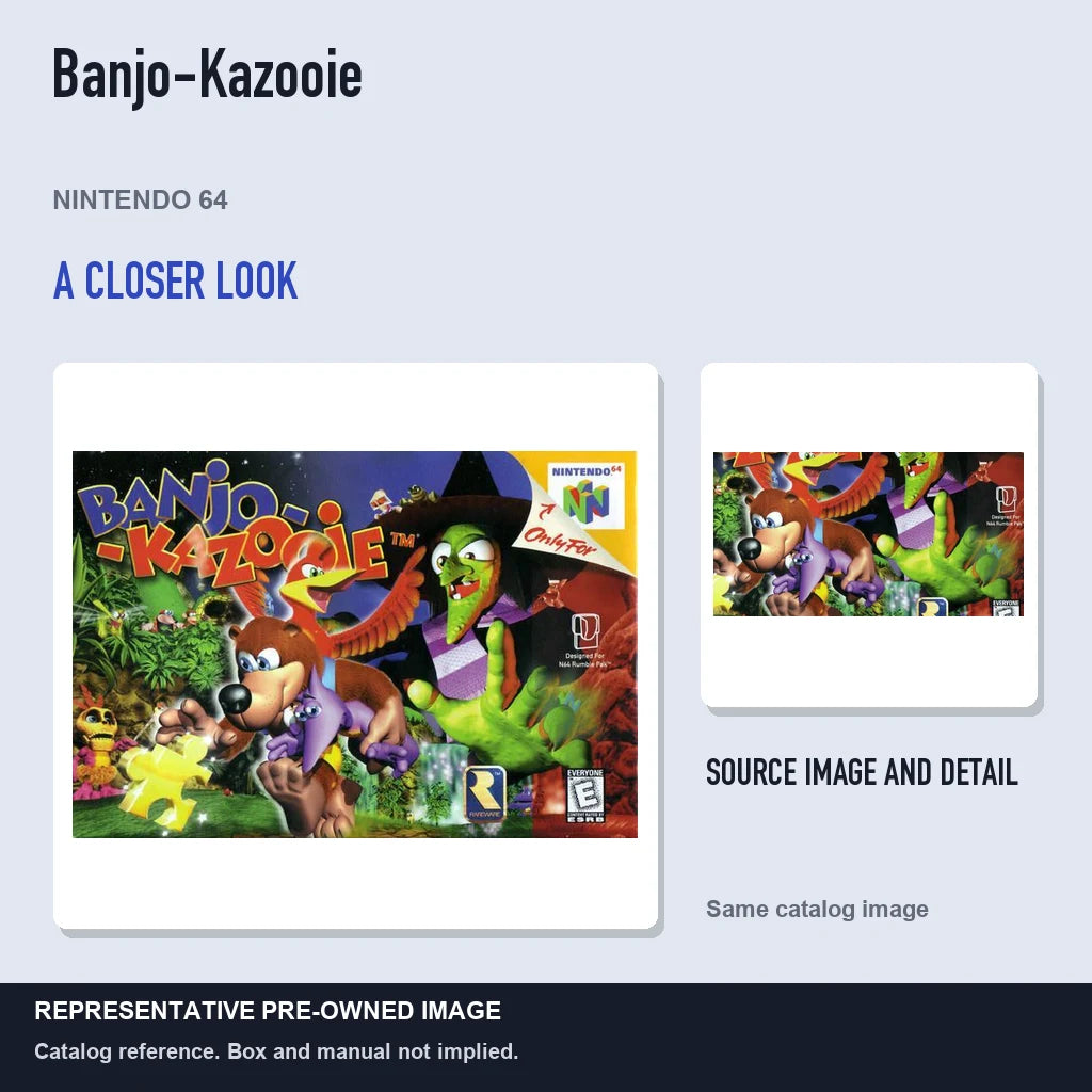 Representative pre-owned Banjo-Kazooie (Nintendo 64), full image with detail inset.