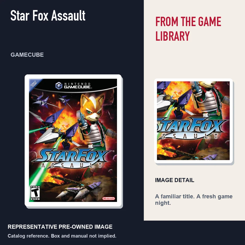 Representative pre-owned Star Fox Assault (GameCube), editorial image and detail.