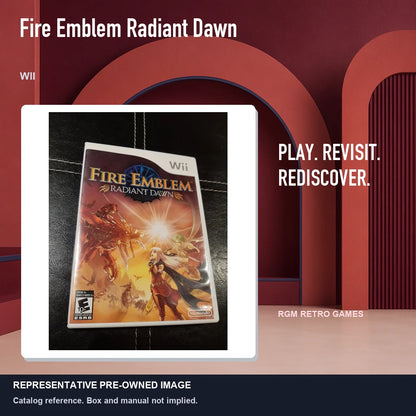 Representative pre-owned Fire Emblem Radiant Dawn (Wii), red retro product layout.