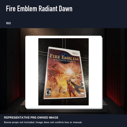 Representative pre-owned Fire Emblem Radiant Dawn (Wii), product image on a display panel.