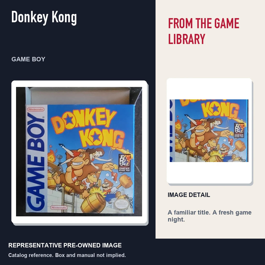 Representative pre-owned Donkey Kong (Game Boy), editorial image and detail.