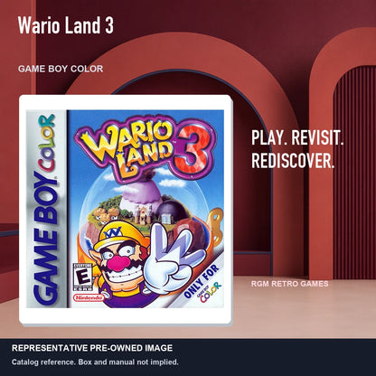 Representative pre-owned Wario Land 3 (Game Boy Color), red retro product layout.