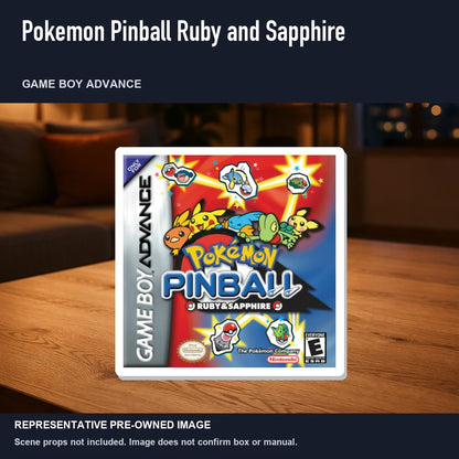 Representative pre-owned Pokemon Pinball Ruby and Sapphire (Game Boy Advance), product image in a styled room scene.