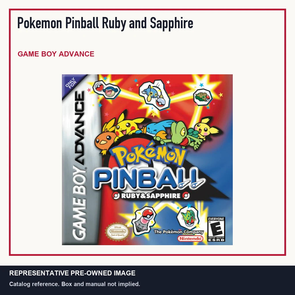 Representative pre-owned Pokemon Pinball Ruby and Sapphire (Game Boy Advance), minimal product layout.