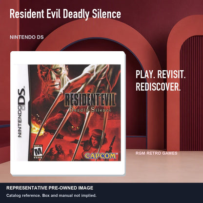 Representative pre-owned Resident Evil Deadly Silence (Nintendo DS), red retro product layout.