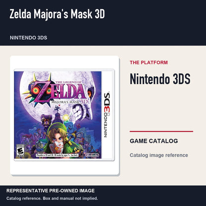Representative pre-owned Zelda Majora's Mask 3D (Nintendo 3DS), platform product layout.