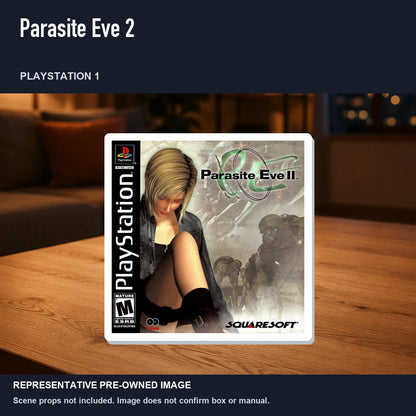 Representative pre-owned Parasite Eve 2 (PlayStation 1), product image in a styled room scene.