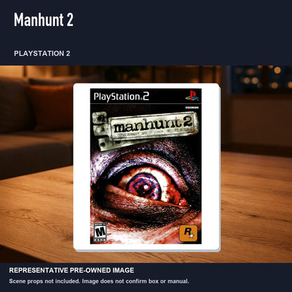 Representative pre-owned Manhunt 2 (PlayStation 2), product image in a styled room scene.