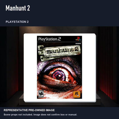 Representative pre-owned Manhunt 2 (PlayStation 2), product image on a display panel.