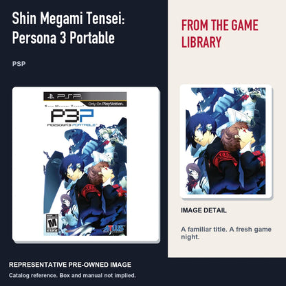 Representative pre-owned Shin Megami Tensei: Persona 3 Portable (PSP), editorial image and detail.