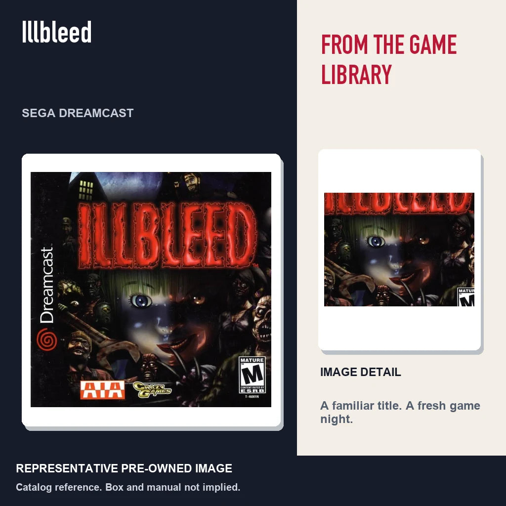 Representative pre-owned Illbleed (Sega Dreamcast), editorial image and detail.