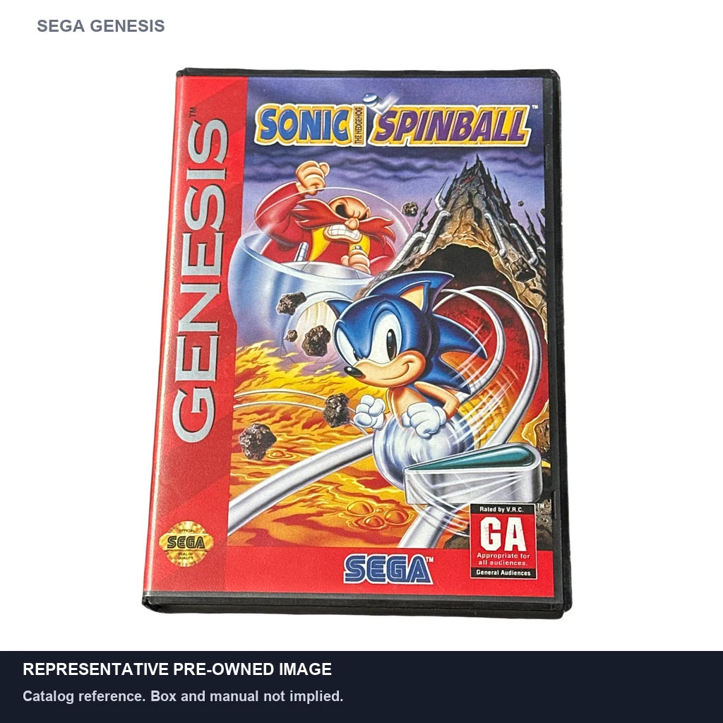 Representative pre-owned Sonic Spinball (Sega Genesis), white product reference.