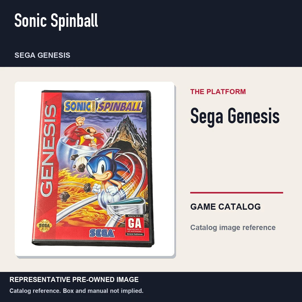 Representative pre-owned Sonic Spinball (Sega Genesis), platform product layout.