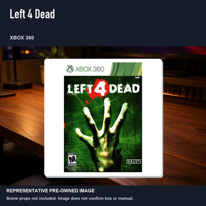 Representative pre-owned Left 4 Dead (Xbox 360), product image in a styled desk scene.