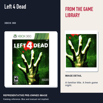 Representative pre-owned Left 4 Dead (Xbox 360), editorial image and detail.
