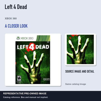 Representative pre-owned Left 4 Dead (Xbox 360), full image with detail inset.