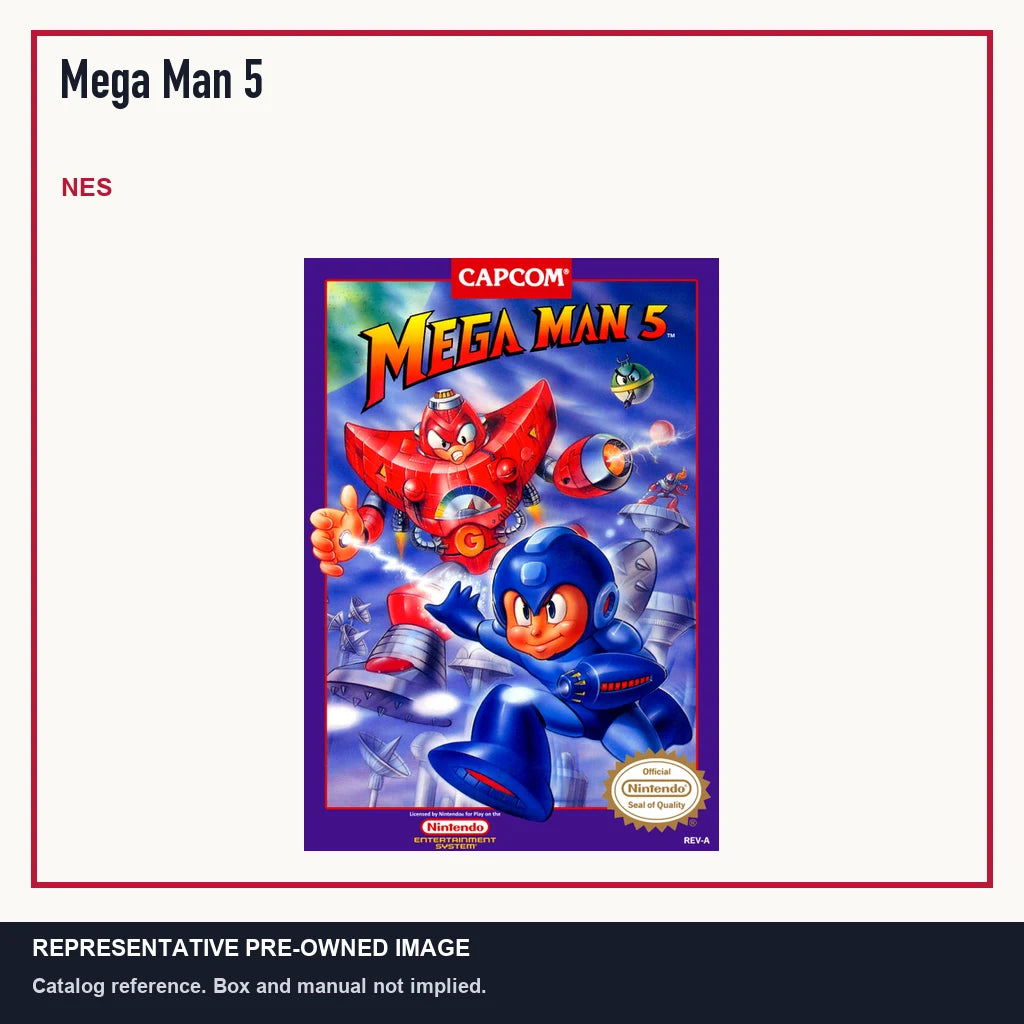 Representative pre-owned Mega Man 5 (NES), minimal product layout.