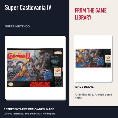 Representative pre-owned Super Castlevania IV (Super Nintendo), editorial image and detail.