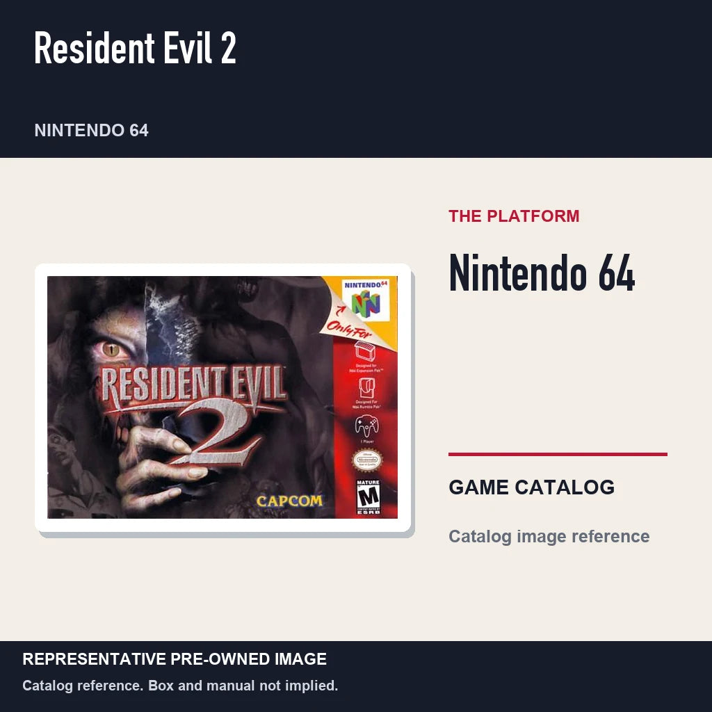 Representative pre-owned Resident Evil 2 (Nintendo 64), platform product layout.