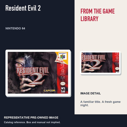 Representative pre-owned Resident Evil 2 (Nintendo 64), editorial image and detail.