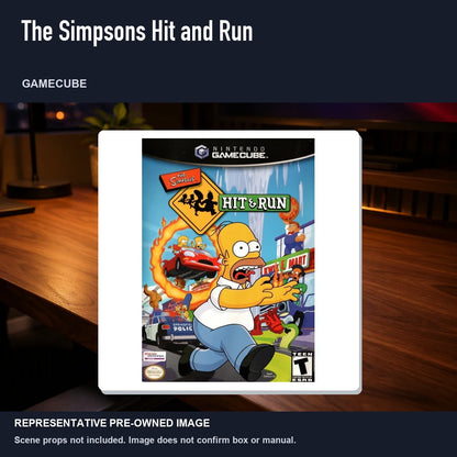 Representative pre-owned The Simpsons Hit and Run (GameCube), product image in a styled desk scene.