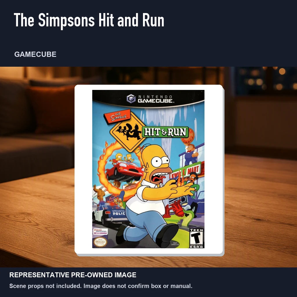 Representative pre-owned The Simpsons Hit and Run (GameCube), product image in a styled room scene.
