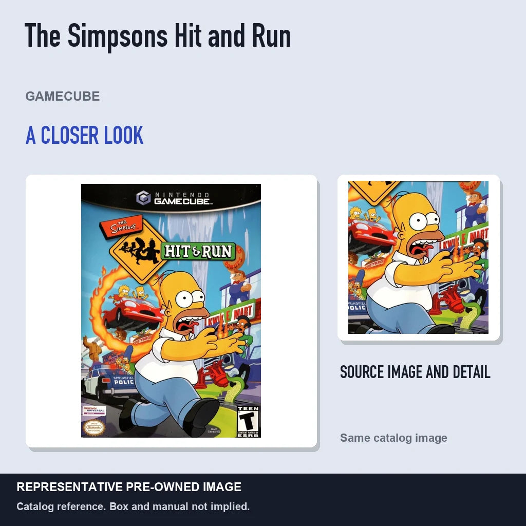Representative pre-owned The Simpsons Hit and Run (GameCube), full image with detail inset.