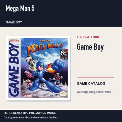 Representative pre-owned Mega Man 5 (Game Boy), platform product layout.