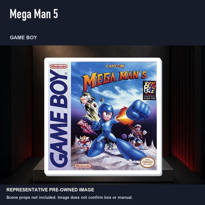 Representative pre-owned Mega Man 5 (Game Boy), product image on a display panel.